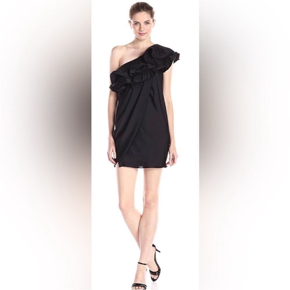 Bcbg Maxazria Chic One-Shoulder Black Dress, US6